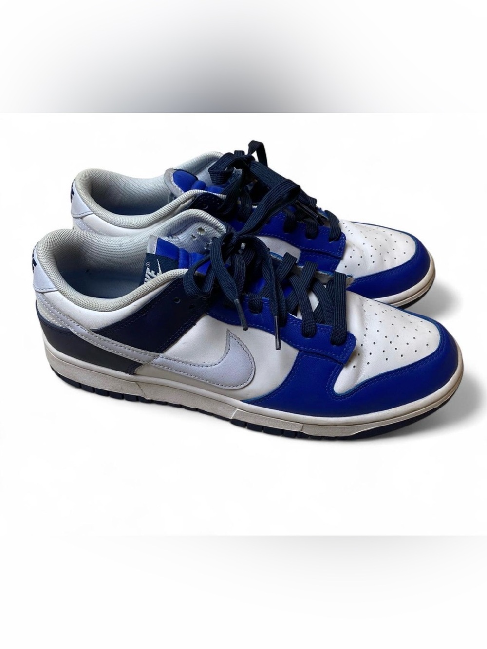 Nike Low-Dunk Sneakers in White, Blue & Black